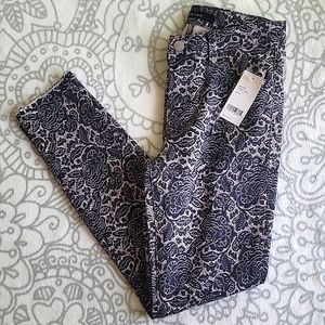 J Brand Size 26 Chimera Blush Crop Skinny Jeans Lace Print Design New